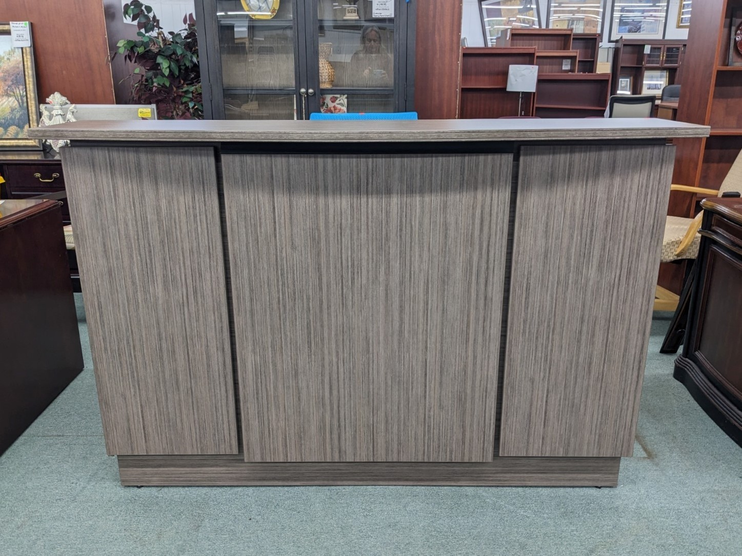 Gray Woodgrain Laminate Reception Desk Office Pro's
