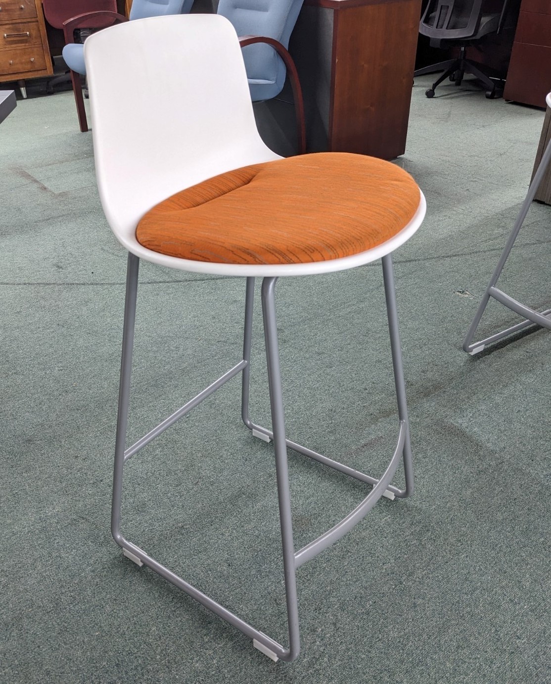 White and Orange Bar Stool Office Pro's