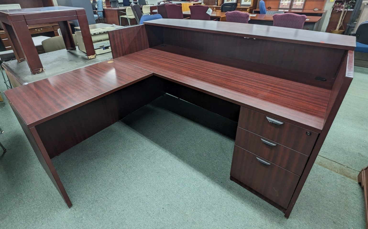 Cherry Laminate L Shape Reception Desk Office Pro's