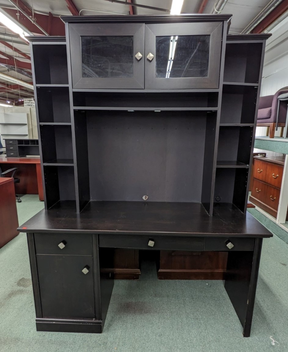Ebony Computer Desk and Hutch Office Pro's