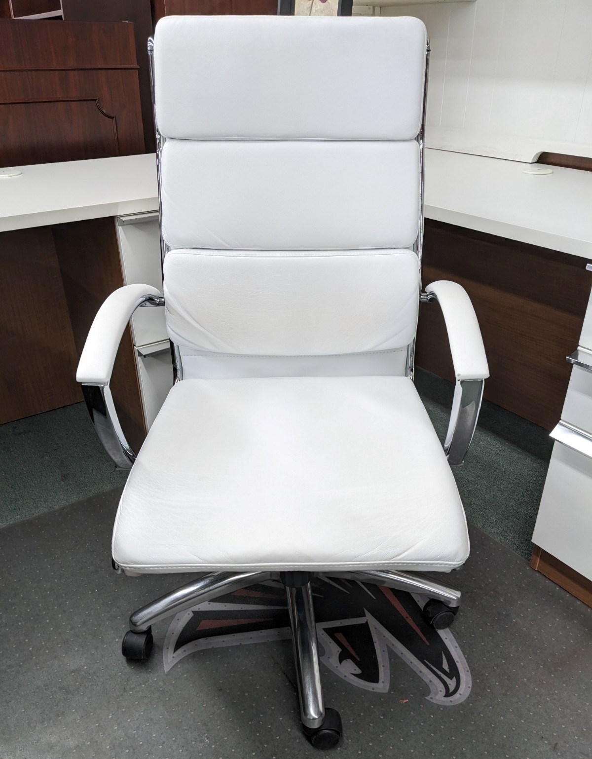 White Faux Leather Executive Chair Office Pro's