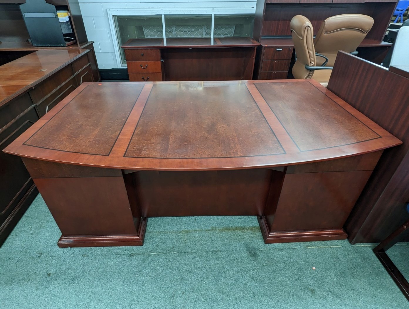 Inlaid Wood | Executive Desk and Credenza | Office Pro's
