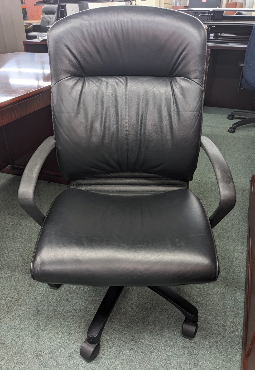 Used Teknion Harrington Black Leather Executive Chair