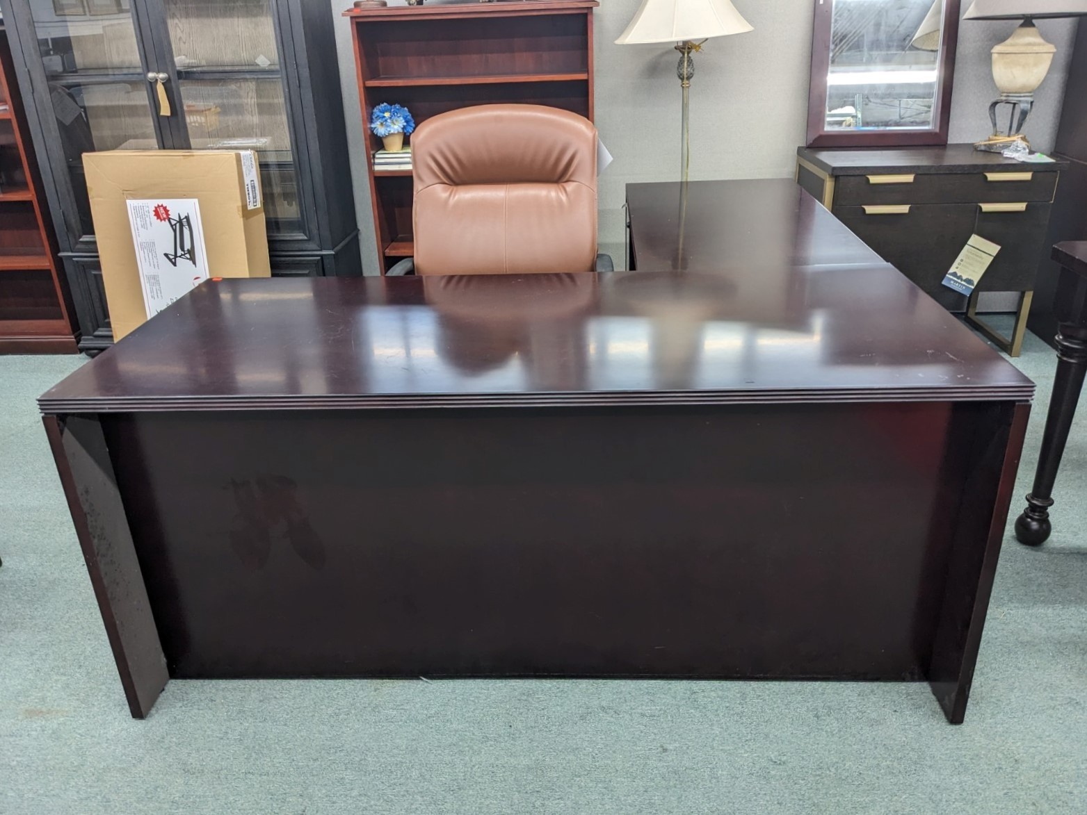 Cherry Finish LShape Desk Office Pro's