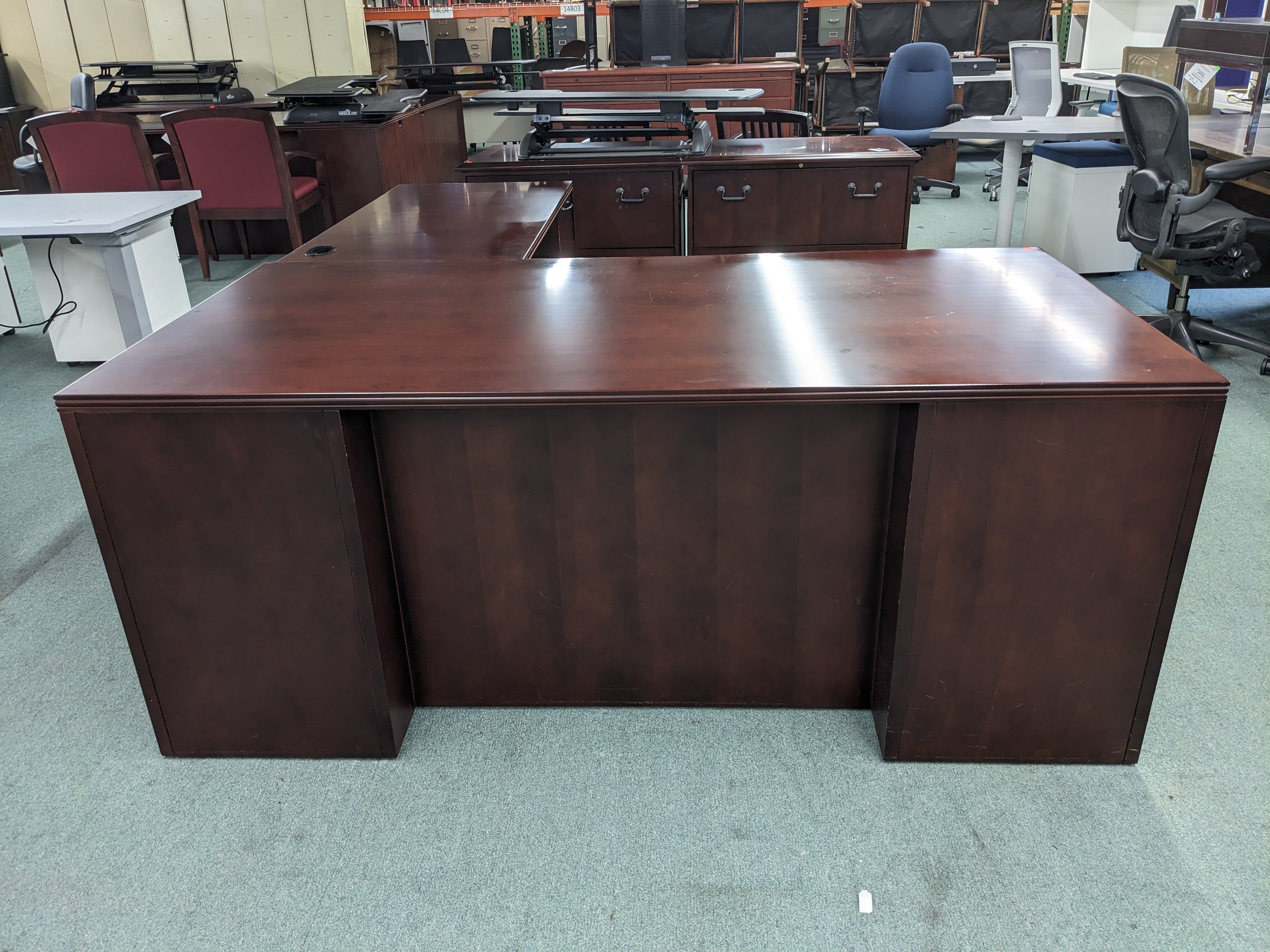 Used Mahogany L-Shape Desk