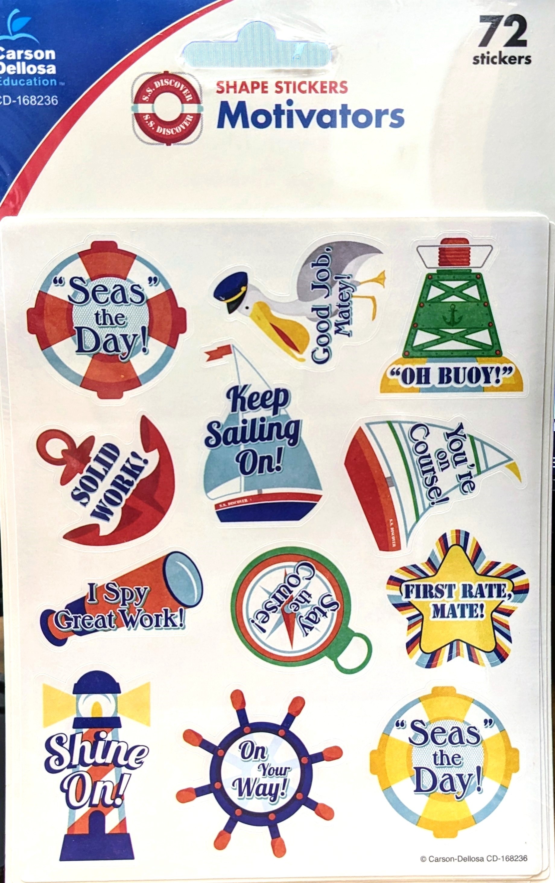 Carson Dellosa Shape Stickers Motivators, "Seas" the Day!