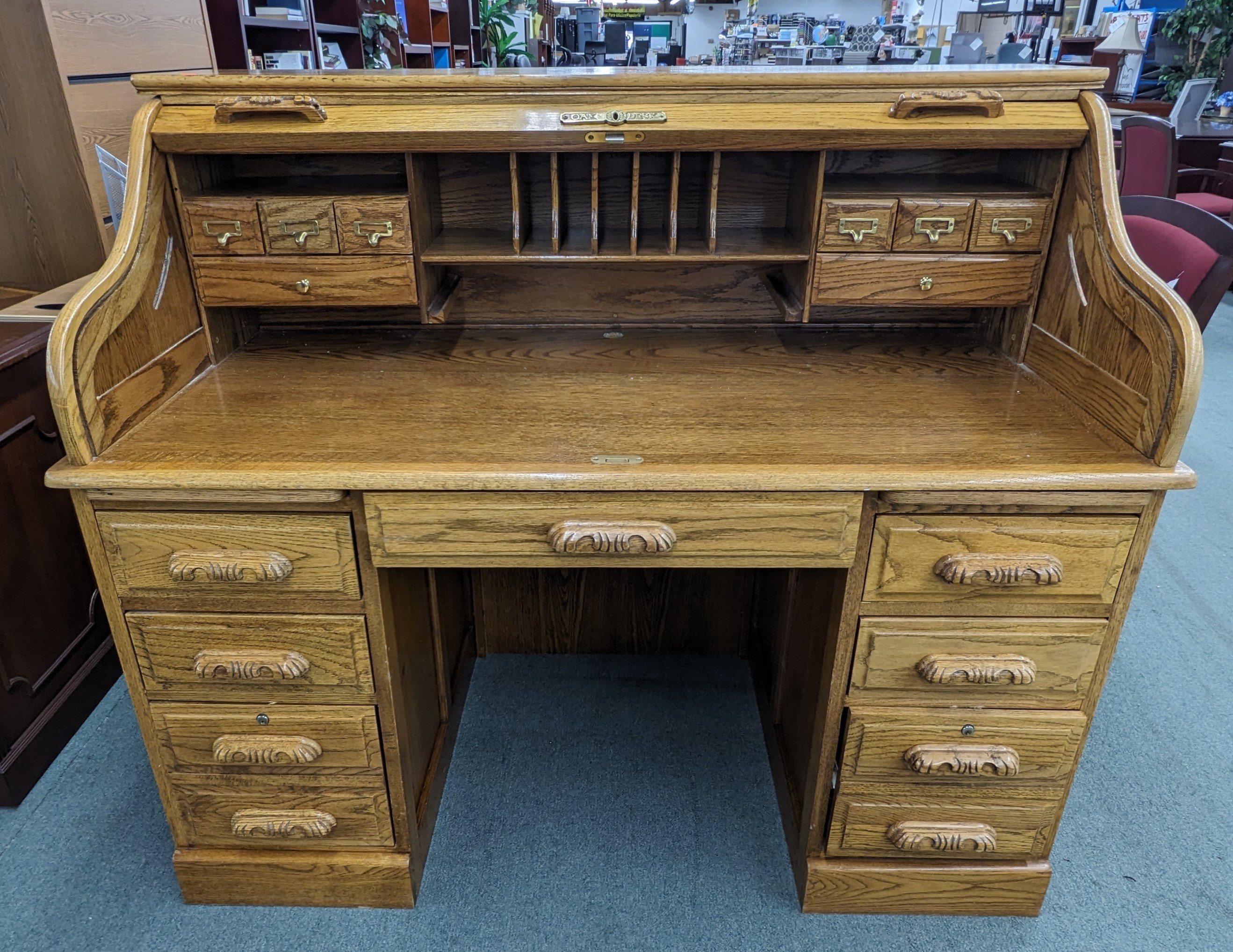 Used Oak Roll-Top Executive Desk