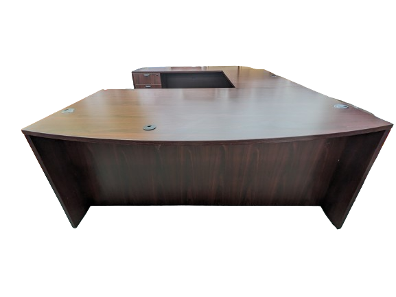 Used Mahogany Finish U-Shaped Desk