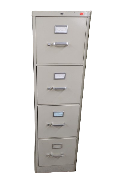 Used 4-Drawer Metal File Cabinet by HON, Putty