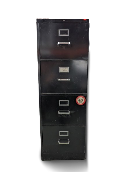 Used HON Metal 4-Drawer File Cabinet, Black