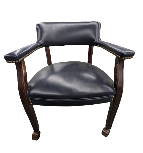 Used Faux Leather Guest Chair, Navy