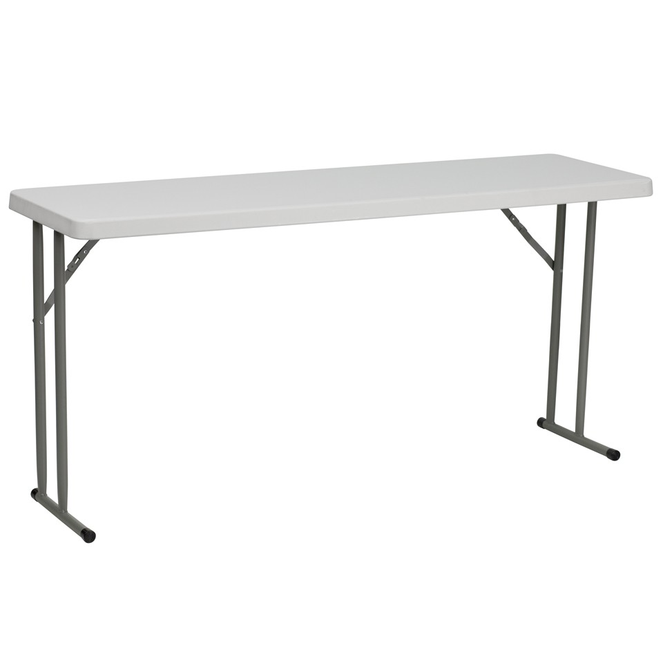 18"W x 60"L Granite White Plastic Folding Training Table