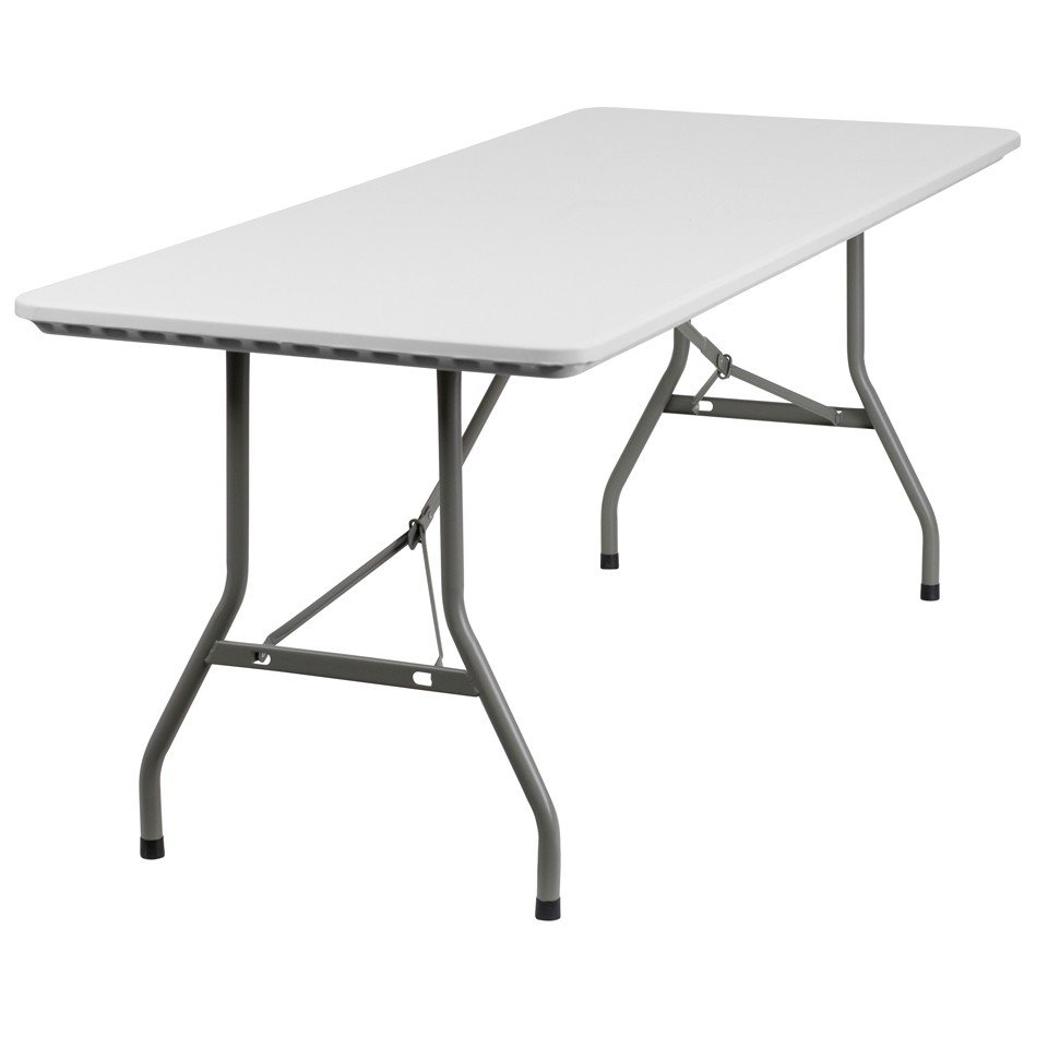 30"W x 72"L Granite White Plastic Folding Table