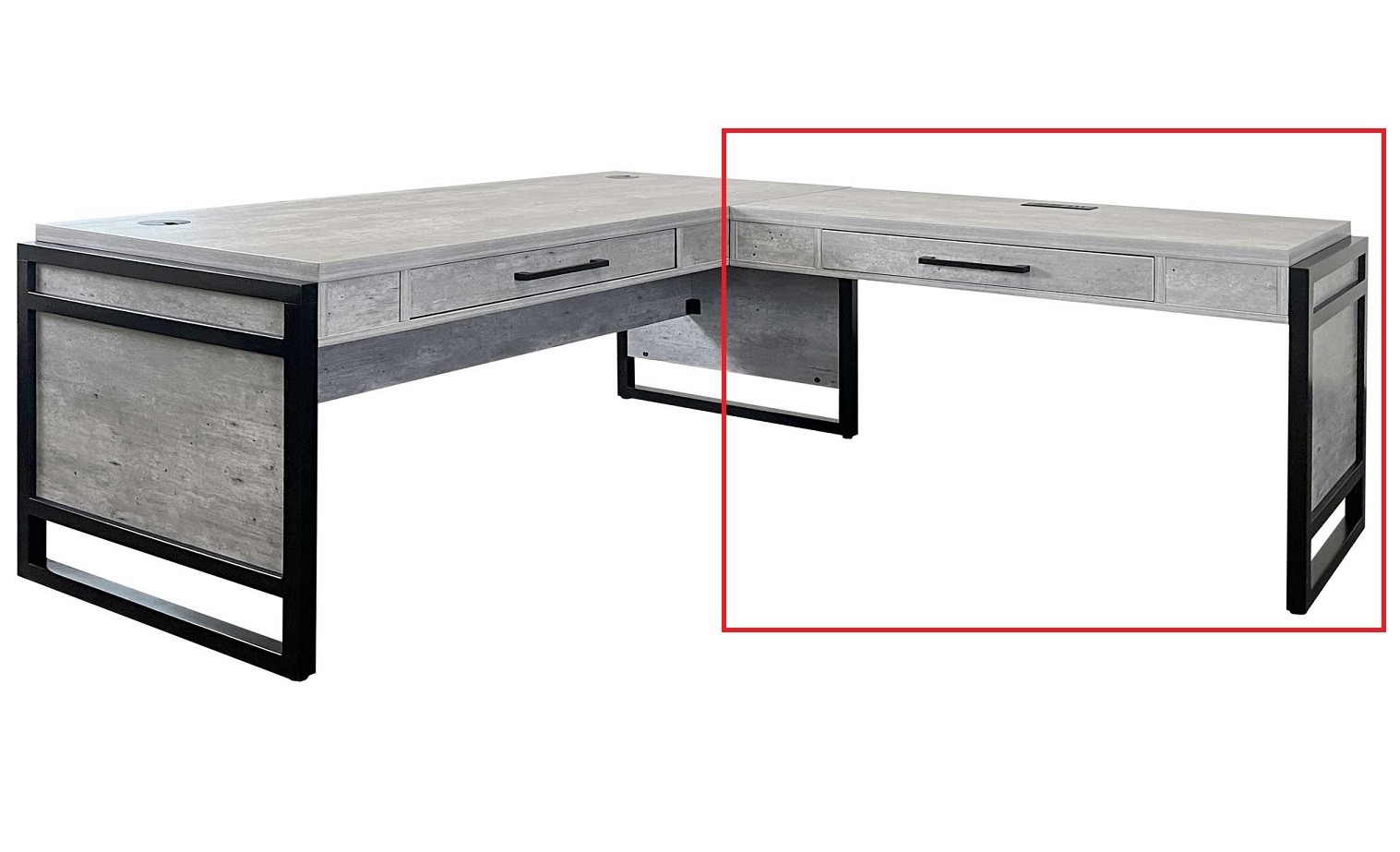 Mason Return for Open L Desk by Martin Furniture, Concrete, RETURN ONLY