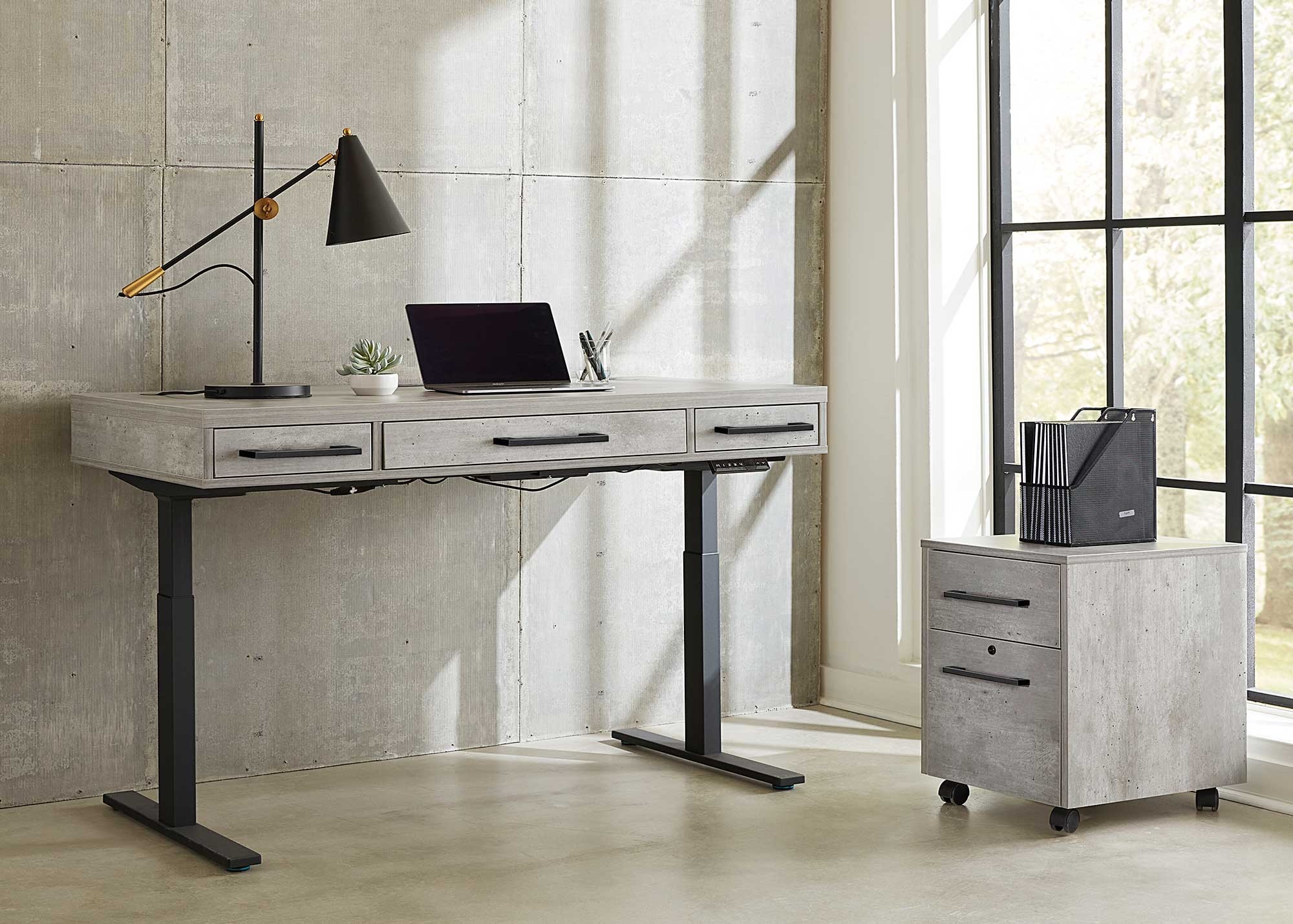 Mason Sit Stand Desk by Martin Furniture, Concrete