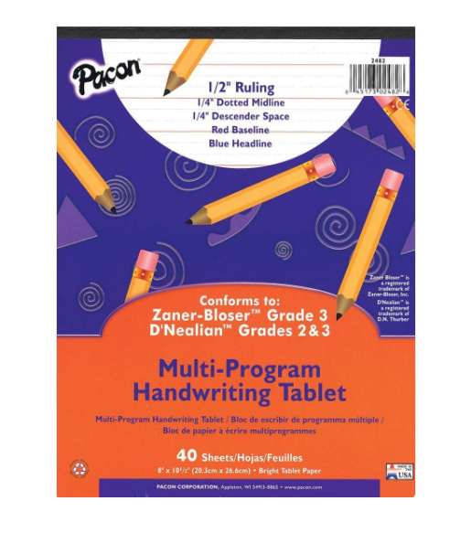 Pacon Multi-Program Handwiting Tablet, Grades 2 & 3
