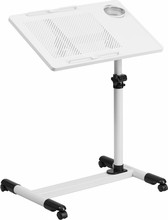 White Adjustable Height Steel Mobile Computer Desk