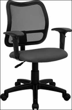 Contemporary Mesh Task Chair Gray Fabric Seat with Arms