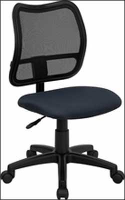 Contemporary Mesh Task Chair - Navy Blue Fabric Seat 