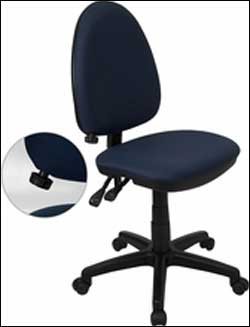 Navy Blue Fabric Multi-Function Task Chair with Adjustable Lumbar Support 