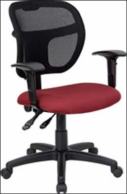 Burgundy Fabric & Mesh Task Chair with Arms