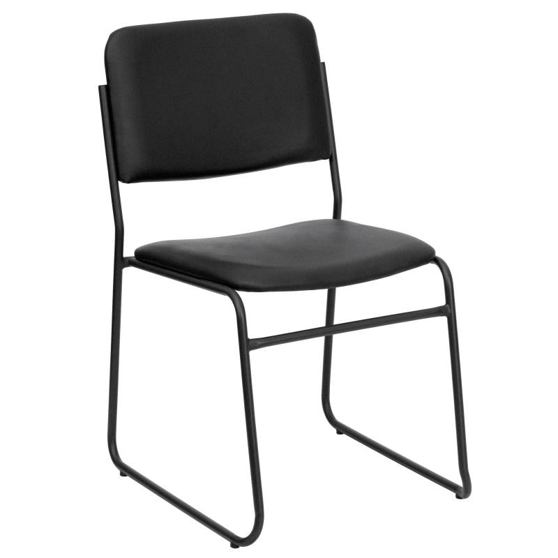HERCULES Series 500 lb. Capacity High Density Black Fabric Stacking Chair with Sled Base