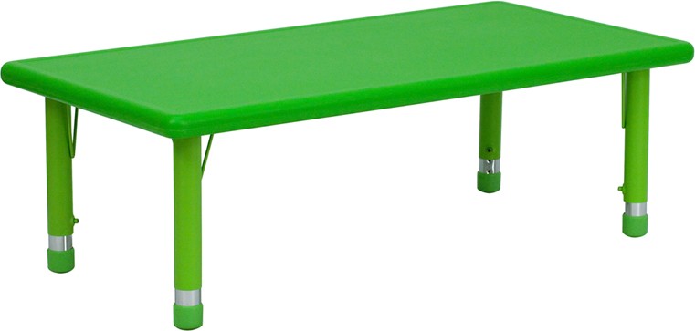 24x48 Height Adjustable Rectangular Green Activity Table