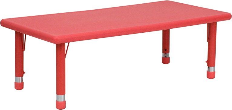 24x48 Height Adjustable Rectangular Red Activity Table