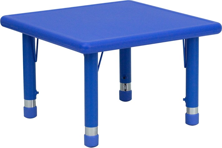 24" Square Height Adjustable Blue Plastic Activity Table
