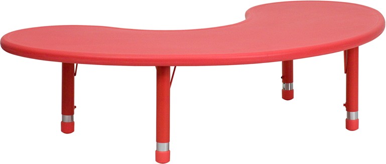 35x65 Height Adjustable Half-Moon Red Plastic Activity Table
