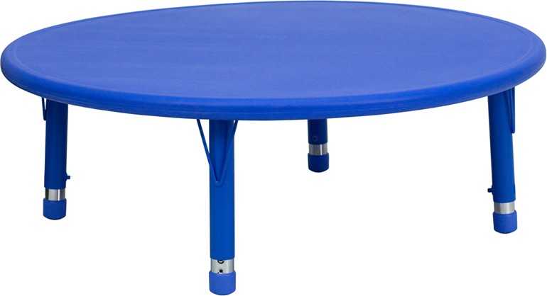 45" Round Height Adjustable Blue Plastic Activity Table