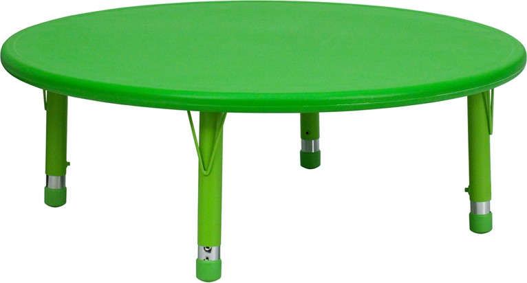 45" Round Height Adjustable Green Plastic Activity Table