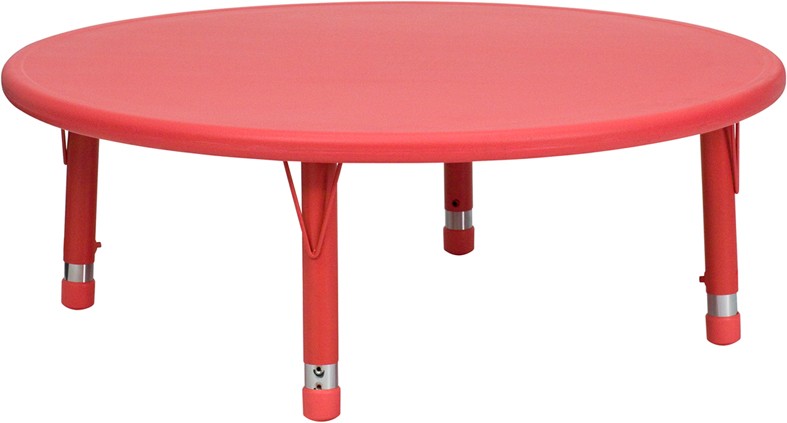 45" Round Height Adjustable Red Plastic Activity Table
