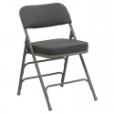 HERCULES Series Premium Curved Triple Braced & Double Hinged Gray Fabric Upholstered Metal Folding Chair 