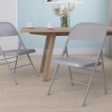 Set of 2 - HERCULES Series Triple Braced & Double Hinged Gray Metal Folding Chair