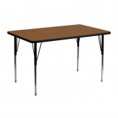 24''W X 60" L RECTANGULAR ACTIVITY TABLE WITH 1.25'' THICK HIGH PRESSURE LAMINATE TOP AND STANDARD HEIGHT ADJUSTABLE LEGS