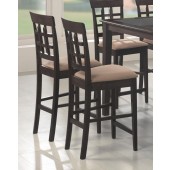 Contemporary Bar Height Stool in Mocha Fabric & Cappuccino Wood