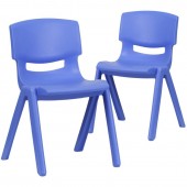 Set of 2- Blue Plastic Stackable School Chair with 13.5" Seat Height