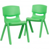 Set of 2- Green Plastic Stackable School Chair with 13.5" Seat Height