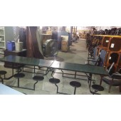 Twelve Seat Green Laminate Marble Cafeteria Table 