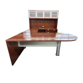 Closeout, Cherryman U-Shaped Peninsula Desk with Hutch 