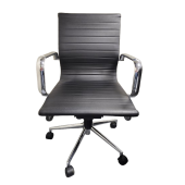 Pre-owned Faux Leather Conference Chair, Black 