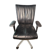 Preowned Black Faux Leather Executive Chair