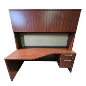 Preowned Credenza Desk with Corner Extension and Hutch
