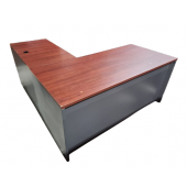 Preowned Cherry and Gray L-Shaped Desk