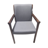 Preowned Cherry Guest Chair with Gray Upholstery