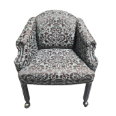 Preowned Damask Lounge Chair with Casters