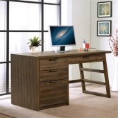 Single pedestal desk, brushed Acacia finish #28030