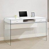 Contemporary Writing Desk Tempered Glass Side Panels