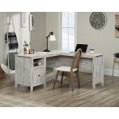 Dakota Pass Rustic L-Shaped Desk in White Plank by Sauder, 427566